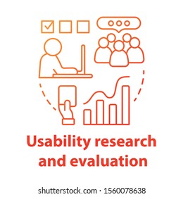 Usability research and evaluation concept icon. Software development idea thin line illustration. Mobile device programming. Application management. Vector isolated outline drawing