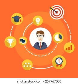 Usability Skills of Businessman - vector illustration