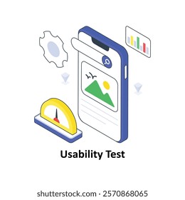 Usability Test isometric Colored illustration. EPS File stock illustration