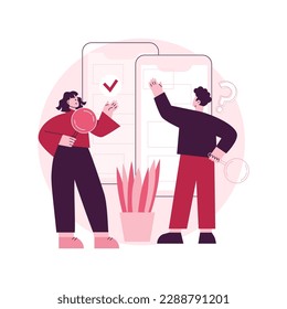 Usability testing abstract concept vector illustration. User experience test, website usability, software development, testing service, web page element, menu bar, UI design abstract metaphor.