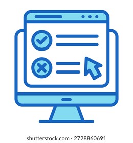 Icono de prueba de usabilidad Color azul Estilo Ilustración vectorial