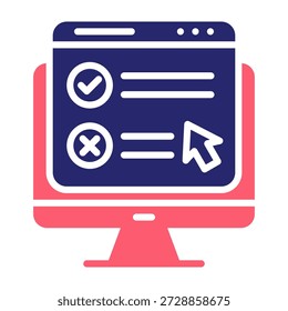 Ilustración vectorial de estilo de relleno de color de icono de prueba de usabilidad