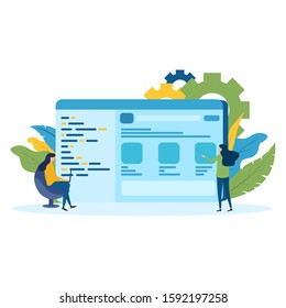 usability testing illustration concept. developer testing website. landing page, website, homepage, banner, background