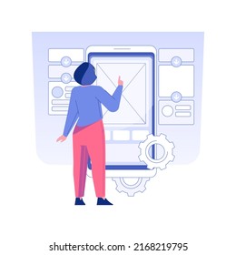 Usability testing isolated concept vector illustration. Person testing usability of application, UX design, IT company worker, software development, usage analytics reports vector concept.