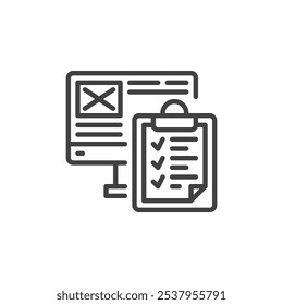 Usability Testing line icon. linear style sign for mobile concept and web design. Testing user-friendliness outline vector icon. Symbol, logo illustration. Vector graphics