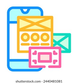 usabilidad ux ui diseño color icono vector. usabilidad ux ui diseño signo. símbolo aislado ilustración