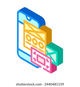 usabilidad ux ui diseño icono isométrico vector. usabilidad ux ui diseño signo. símbolo aislado ilustración