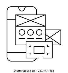 usability ux ui design line icon vector. usability ux ui design sign. isolated contour symbol black illustration