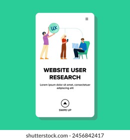 usability website user research vector. data analysis, behavior interaction, persona survey usability website user research web flat cartoon illustration