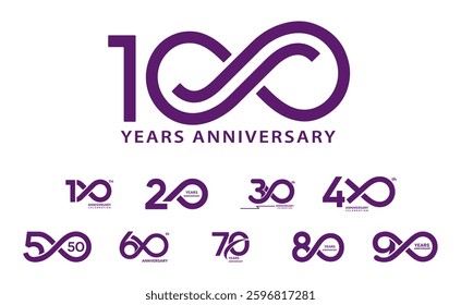 Usable corporate anniversary logo. Stylish and creative vector design concept specially prepared for different years.