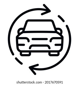 Benutzen Sie das Auto-Sharing-Symbol. Umriss-Nutzung Auto-Sharing Vektorsymbol für Web-Design einzeln auf weißem Hintergrund