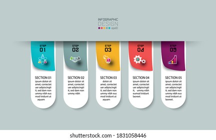 Usage label  5 steps to explain and display results, business, marketing. vector illustration.