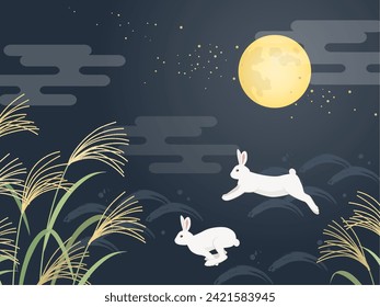 Usagi Jumping on the Jugoya Night Image Background