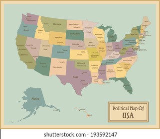 USA-highly detailed map.All elements are separated in editable layers clearly labeled. Vector 