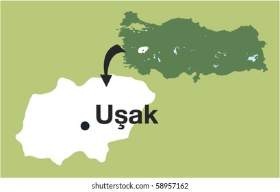 USAK. The cities of Turkey.