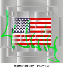 USA.Lettering with stars and stripes, 4 th of July