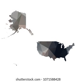usaMercator map - Black, grey, geometric rumpled low poly style gradient graphic background, polygonal design for your. Vector illustration eps 10.
