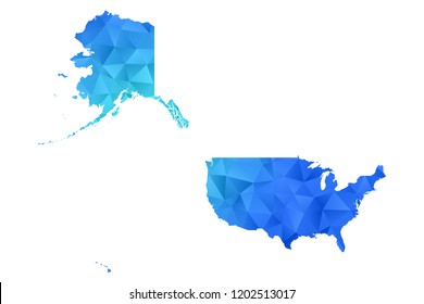 usaMercator map in geometric blue polygonal style modern design on white background. Vector illustration.map in geometric blue polygonal style modern design on white background. Vector illustration.