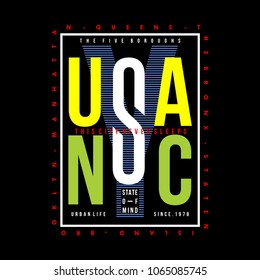 usa/nyc typography tee shirt design graphic new artistic art,vector illustration modern vintage element