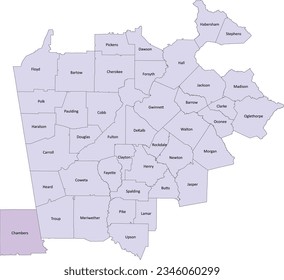 US-Atlanta Athens-Clarke County Sandy Springs, GA-AL Combined Statistical Area (CSA) with Georgia and Alabama counties
