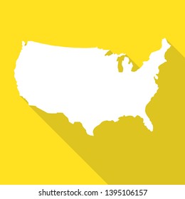 USA,United of State America white map,border flat simple style with long shadow on yellow background.