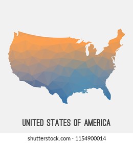 USA,United States of America map in geometric polygonal,mosaic style.Abstract tessellation,modern design background,low poly. Geometric cover, mockup. Vector illustration.