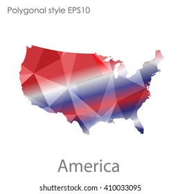 USA,United States of America map in geometric polygonal style.Abstract gems triangle,modern design background.