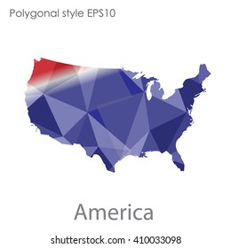 USA,United States of America map in geometric polygonal style.Abstract gems triangle,modern design background.