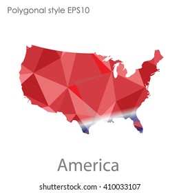 USA,United States of America map in geometric polygonal style.Abstract gems triangle,modern design background.