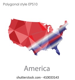 USA,United States of America map in geometric polygonal style.Abstract gems triangle,modern design background.