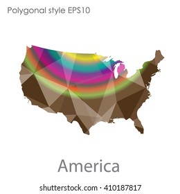 USA,United States of America map in geometric polygonal style.Abstract gems triangle,modern design background.