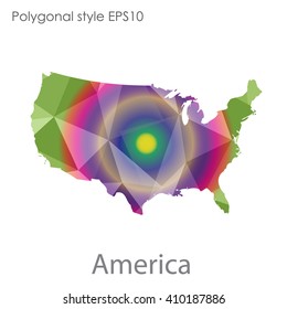 USA,United States of America map in geometric polygonal style.Abstract gems triangle,modern design background.