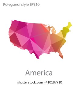 USA,United States of America map in geometric polygonal style.Abstract gems triangle,modern design background.