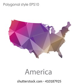 USA,United States of America map in geometric polygonal style.Abstract gems triangle,modern design background.
