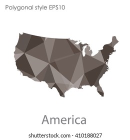 USA,United States of America map in geometric polygonal style.Abstract gems triangle,modern design background.