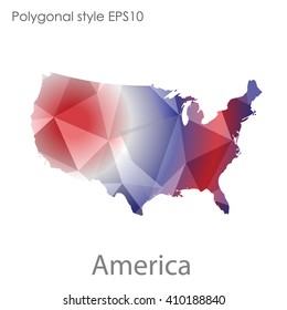 USA,United States of America map in geometric polygonal style.Abstract gems triangle,modern design background.