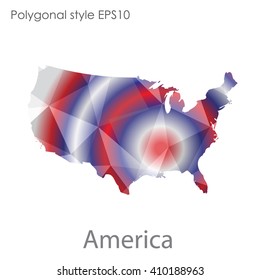 USA,United States of America map in geometric polygonal style.Abstract gems triangle,modern design background.