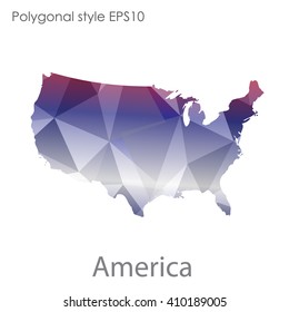 USA,United States of America map in geometric polygonal style.Abstract gems triangle,modern design background.
