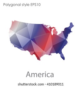 USA,United States of America map in geometric polygonal style.Abstract gems triangle,modern design background.