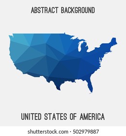 USA,United States of America map in geometric polygonal,mosaic style.Abstract tessellation,modern design background,low poly. Vector illustration.