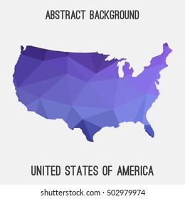 USA,United States of America map in geometric polygonal,mosaic style.Abstract tessellation,modern design background,low poly. Vector illustration.