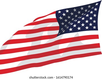 USA,US waving flag vector realistic