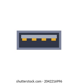 USB A 2.0 pc universal connector icon. Vector graphic illustration of Port in flat style. USB type, video and audio port. Displayport and other computer interface elements.