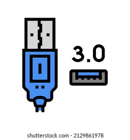 usb 3.0 color icon vector. usb 3.0 sign. isolated symbol illustration