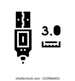 usb 3.0 glyph icon vector. usb 3.0 sign. isolated contour symbol black illustration