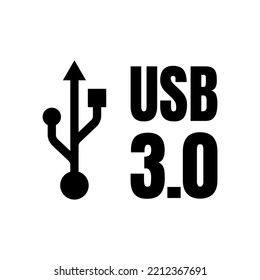 USB 3.0 Sign Icon Symbol Vector Isolated on White