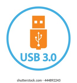 usb 3.0 transparent icon circle on white background