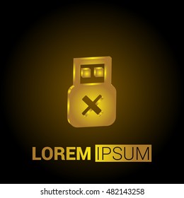 USB 3D Golden Metallic Premium Royal Corporate Logo / Icon