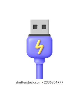 Usb 3d sobre fondo blanco. Tecnología de Internet. Concepto energético. 3.ª ilustración vectorial