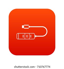 USB adapter connectors icon digital red for any design isolated on white vector illustration